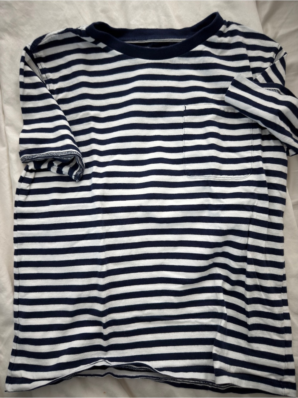 Nordstrom Navy and White Striped Short Sleeve Pocket Tee